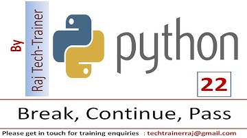 Python Tutorial - Part 22 - Break, Continue, Pass | Python for Beginners | Learn Python