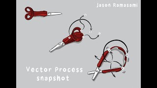 Vector Process with Procreate and Affinity Designer on iPad  - (Folding Scissors image)