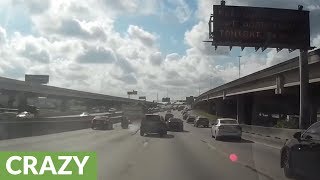 Dash cam captures dangerous multi-vehicle crash on highway