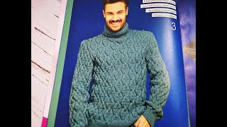 Великолепный узор для теплого мужского свитера.Вязание спицами.