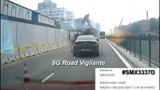 12oct2026  ang mo kio avenue 6 #SMX3337D  mazda 3unable to keep in lane & hit cones