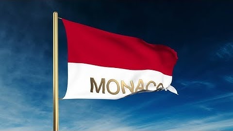 4K Monaco flag slider style with title. Waving in the wind with cloud background animation Stock