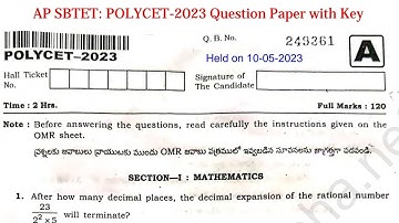 POLYCET Question Paper With Key 2023