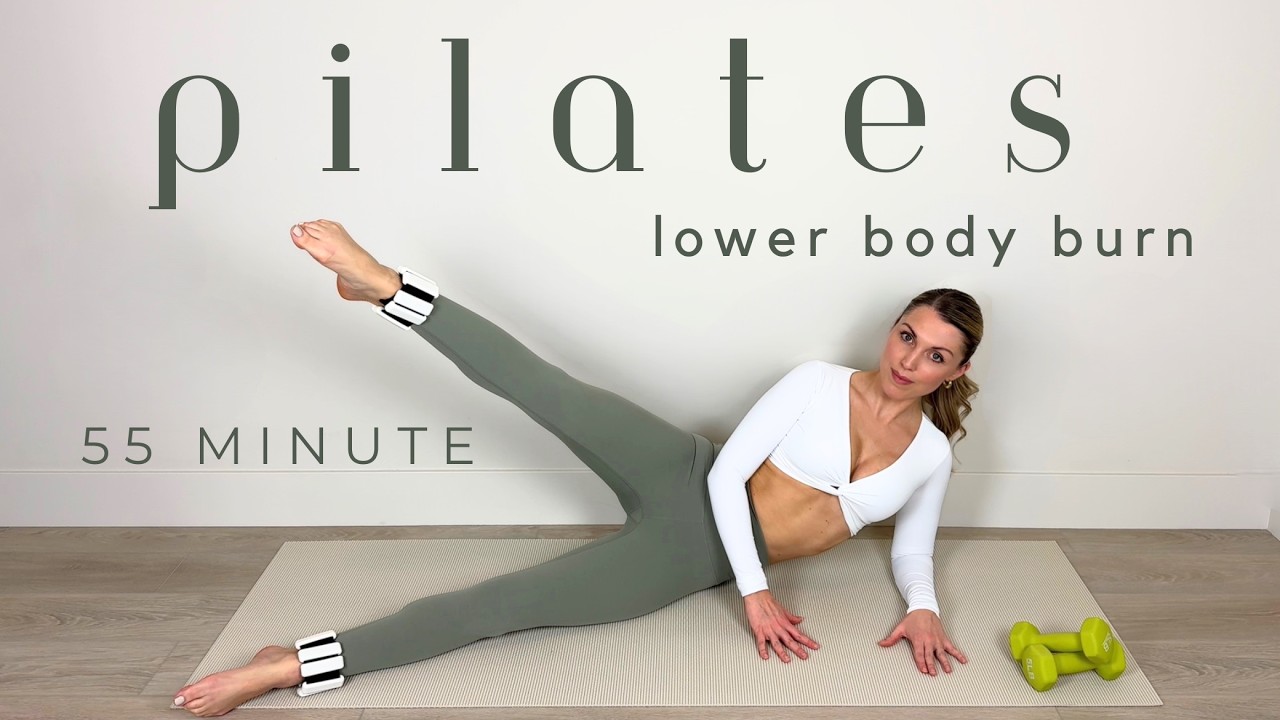 55-Minute Lower Body Burner Pilates Workout | Day 10/17 of 3-Week Challenge (With Weights)