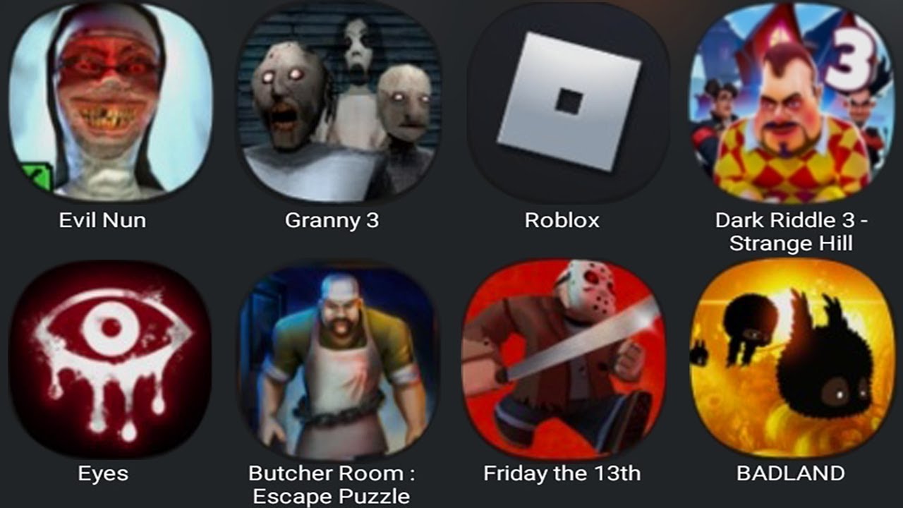 Evil Nun, Granny 3, Roblox, Dark Riddle 3, Eyes The Horror Game ...