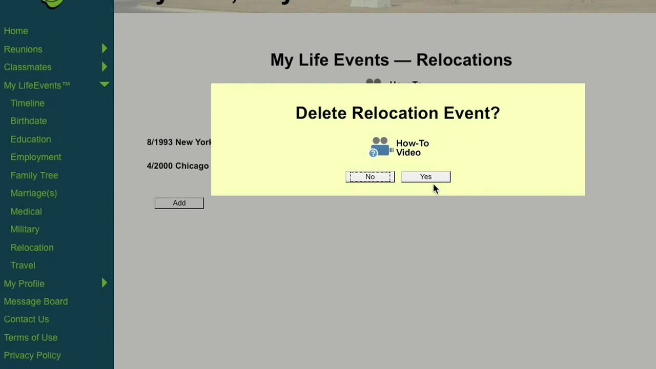 LifeEvents™: How to Delete a Relocation Event - YouTube
