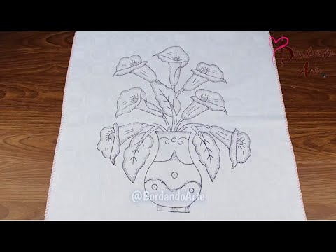 BORDADO FANTASÍA PUNTADAS FÁCILES PARA JARRÓN DE ALCATRAZ | FANTASY EMBROIDERY EASY STITCHES FLOWERS