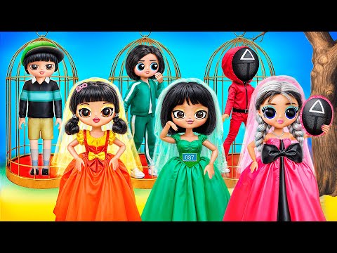Squid Dolls Game 3! DIY Wedding Dresses for LOL OMG Dolls