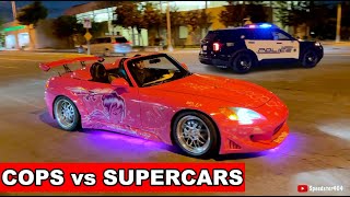 COPS vs SUPERCARS! Corvette Shoots Flames, M5 Competition Burnout, GR Supra & 600LT Backfire COPS vs SUPERCARS! Corvette Shoots Flames, M5 Competition Burnout, GR Supra & 600LT Backfire