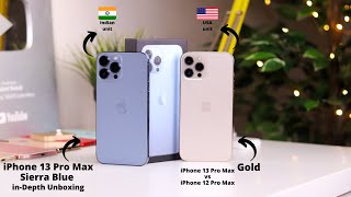 iPhone 13 Pro Max Sierra Blue Indian unit Unboxing | Sierra Blue vs Gold | 13 Pro Max vs 12 Pro Max