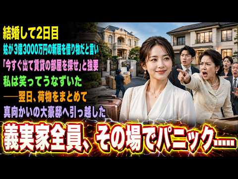 結婚して2日目姑が3億3000万円の新居を借り物だと言い「今すぐ出て賃貸の部屋を探せ」と強要私は笑ってうなずいた――翌日、荷物をまとめて真向かいの大豪邸へ引っ越した義実家全員、その場でパニック……