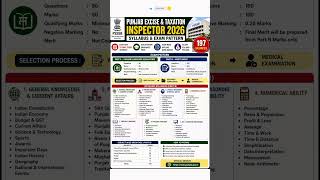 Punjab Excise Inspector 2026 Syllabus &amp; Exam Pattern | PSSSB Excise Inspector 2026 #shorts