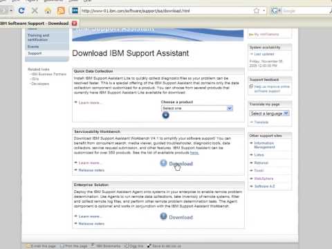 Downloading the IBM Support Assistant Workbench
