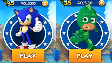 Sonic Dash vs PJ Masks Racing Heroes - All Characters Unlocked Sonic Knuckles Tails Walkthrough