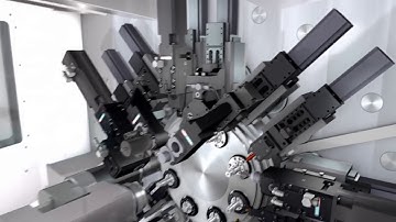 Animation of INDEX MS22C 8   an 8 spindle CNC automatic lathe