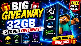 BIG 32GB AMD Server GIVEAWAY 😱 FREE Minecraft Server Hosting For ALL USERS 🔥