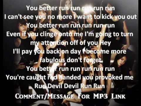 English Lyrics Run Devil Run Girls Generation Snsd Youtube