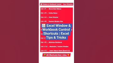 Excel Window & Workbook Control Shortcuts | Excel Tips & Tricks #shorts #excel #exceltips