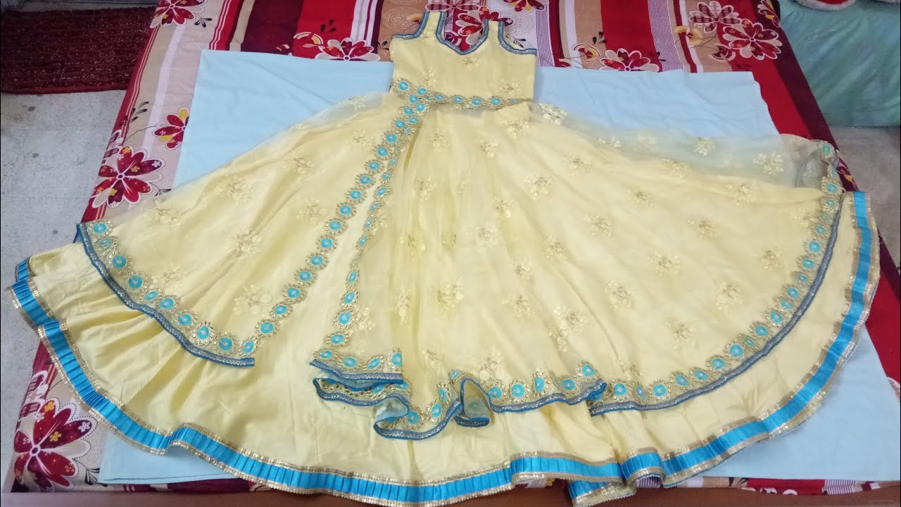 Side Slit Anarkali gown with Long Skirt Cutting, Stitching/Side Slit