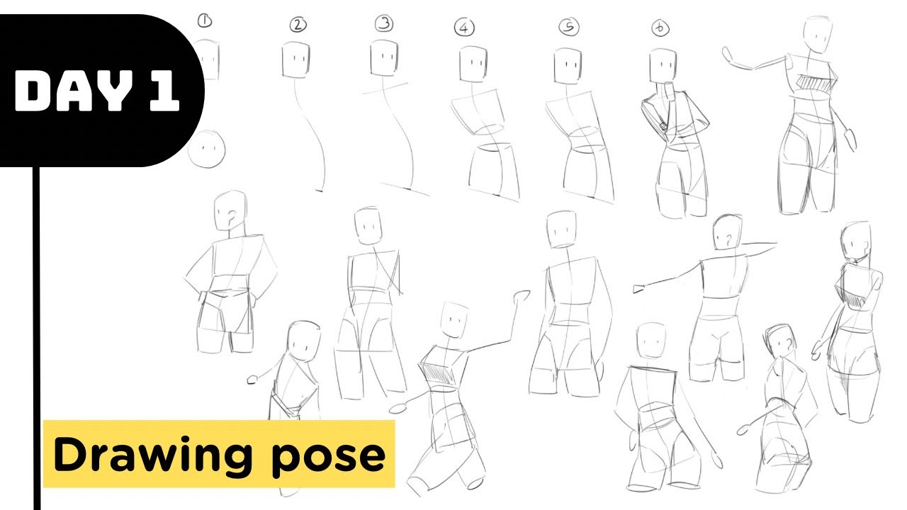 【Drawing Pose】ฝึกวาดท่าโพส Day 1 | Procreate - YouTube