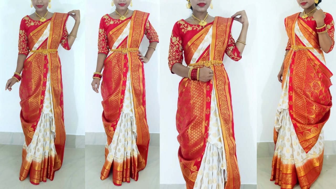 Download durga puja ashtami saree look 2021 | Traditional Bengali Saree Draping Tutorial for Durga Puja