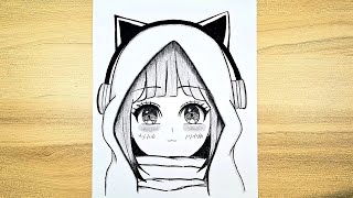 How to draw cute girl - Easy drawing tutorial /cara menggambar anime lucu untuk pemula