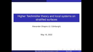 CAGP: Alexander Shapiro, "Higher Teichmuller theory and local systems on stratified surfaces"