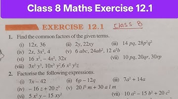 Class 8th Maths। Exercise 12.1। Chapter 12। Factorisation । Ncert Maths। Cbse board। #class8thmaths 