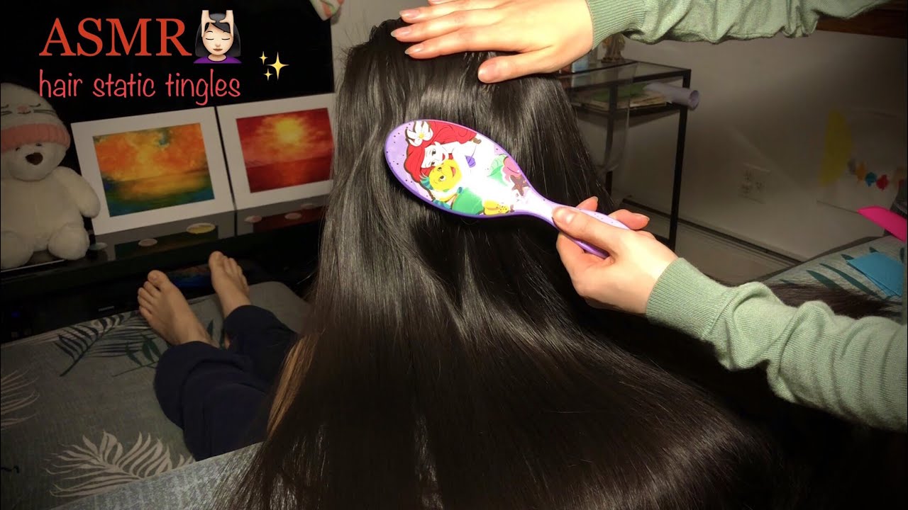 ASMR Hair Brushing w. UNEXPECTED HAIR STATIC TlNGLES + Up the NAPE (Combing, Massage, Scratch) 😯😴