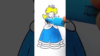 Instructions for coloring Princess Peach Toadstool in Mario Game