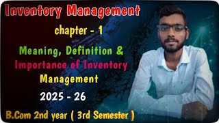 Inventory Management BCom 3rd Semester | Chapter 1 in Hindi | Inventory Control &amp; Importance