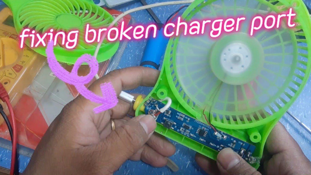 Mini portable fan charger port repair | USB fan repairing in home | Portable Rechargeable Fan Repair