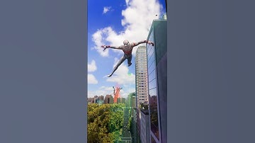 Spider-Man Swinging Through New York City in White and Red Suit