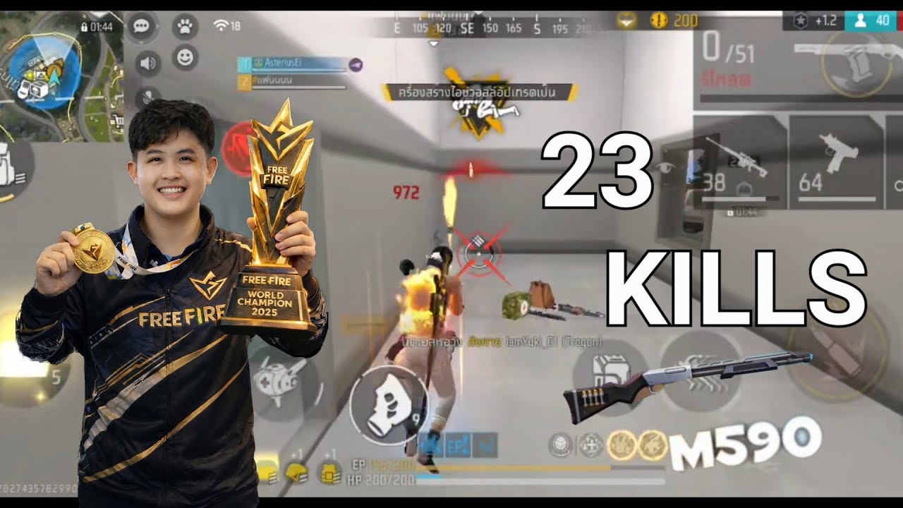 RUSHER WASSANA 23 KILLS 2v4 FREE FIRE RANKED 