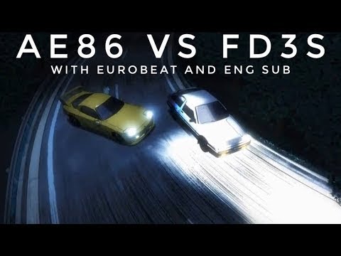 Takumi AE86 vs Shingo EG6 DUBLADO COM EUROBEATS