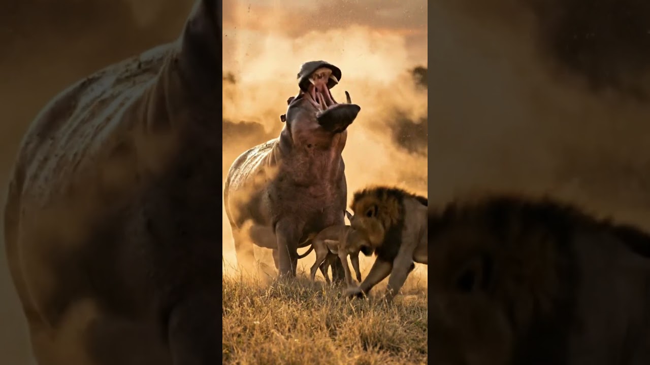 Hippo Saves Deer Cub from Lion Attack | Hyper-Realistic Wildlife Rescue 