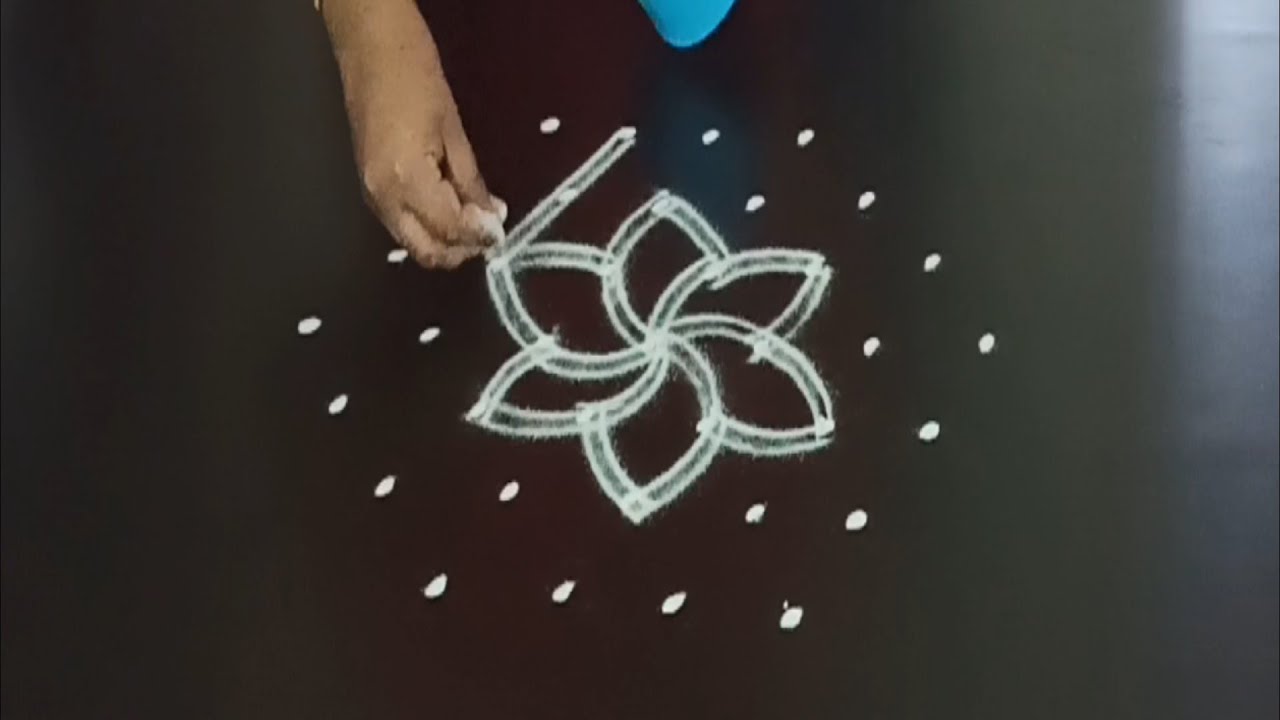 Simple Flower Kolam with 7 x 4 dots | Easy Flower Kolam by Tamil ...