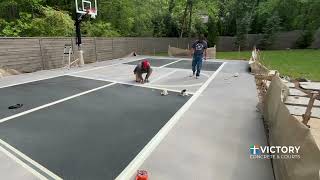Striping a Basketball & Pickleball Court on Microstone Surface — Dunwoody, GA