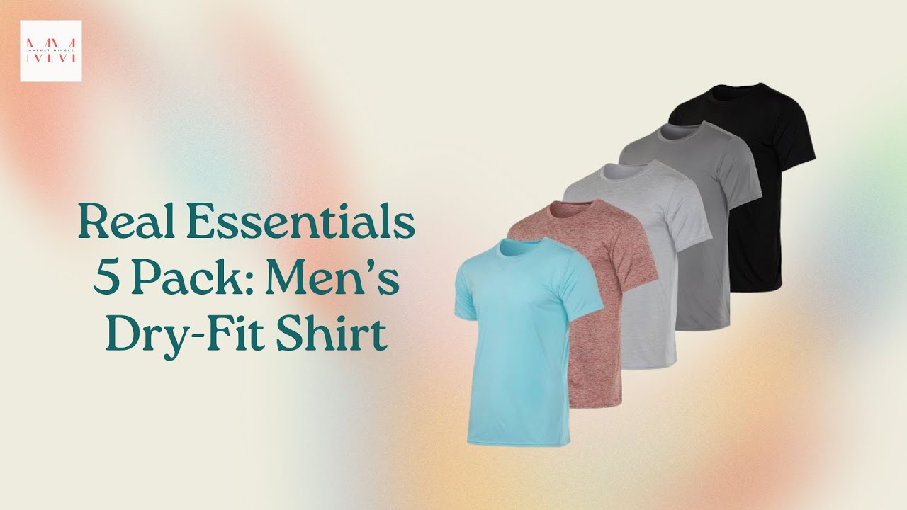 Real Essentials Inner Label Real Essentials 5 Pack: Men’s Dry-Fit Shirt - Market Mingle - YouTube