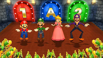 Mario Party 9 MiniGames - Mario Vs Luigi Vs Waluigi Vs Peach (Master Cpu)
