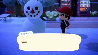 ACNH with mini E - perfect snowboy