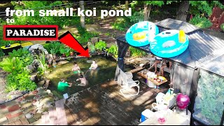 Amazing DIY Transformation: small koi pond turned recreation swim pond!