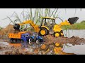 Jcb vs New Holland tractor &amp; Mini truck doing sand transportation @ river