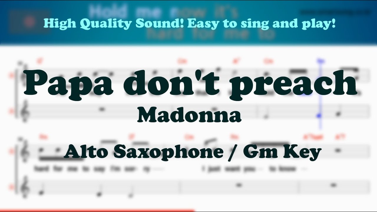 Papa don't preach Madonna (Alto Saxophone Sheet Music Gm Key / Karaoke / Easy Solo Cover
