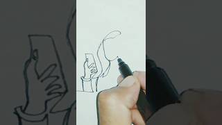 drawing of a woman holding a mobile phone