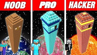 TALLEST PLANET BASE BUILD CHALLENGE - NOOB vs PRO vs HACKER / Minecraft Battle Animation