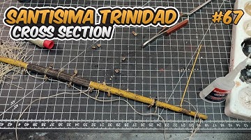 Model Ship Santisima Trinidad cross section - part 67 - rigging a spar