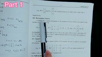 Class 9th mathematics chapter 1-matrices and determinants-definitions-Types of matrices-PTB