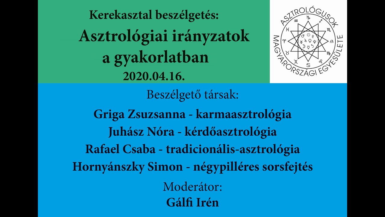 Asztrológiai irányzatok a gyakorlatban - Kerekasztal-beszélgetés 2020.04.16. - AME