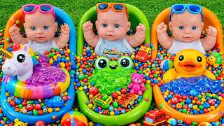 Full of 3 Rainbow BathTubs Candy with M&amp;M's &amp; Magic Slime Cutting Video